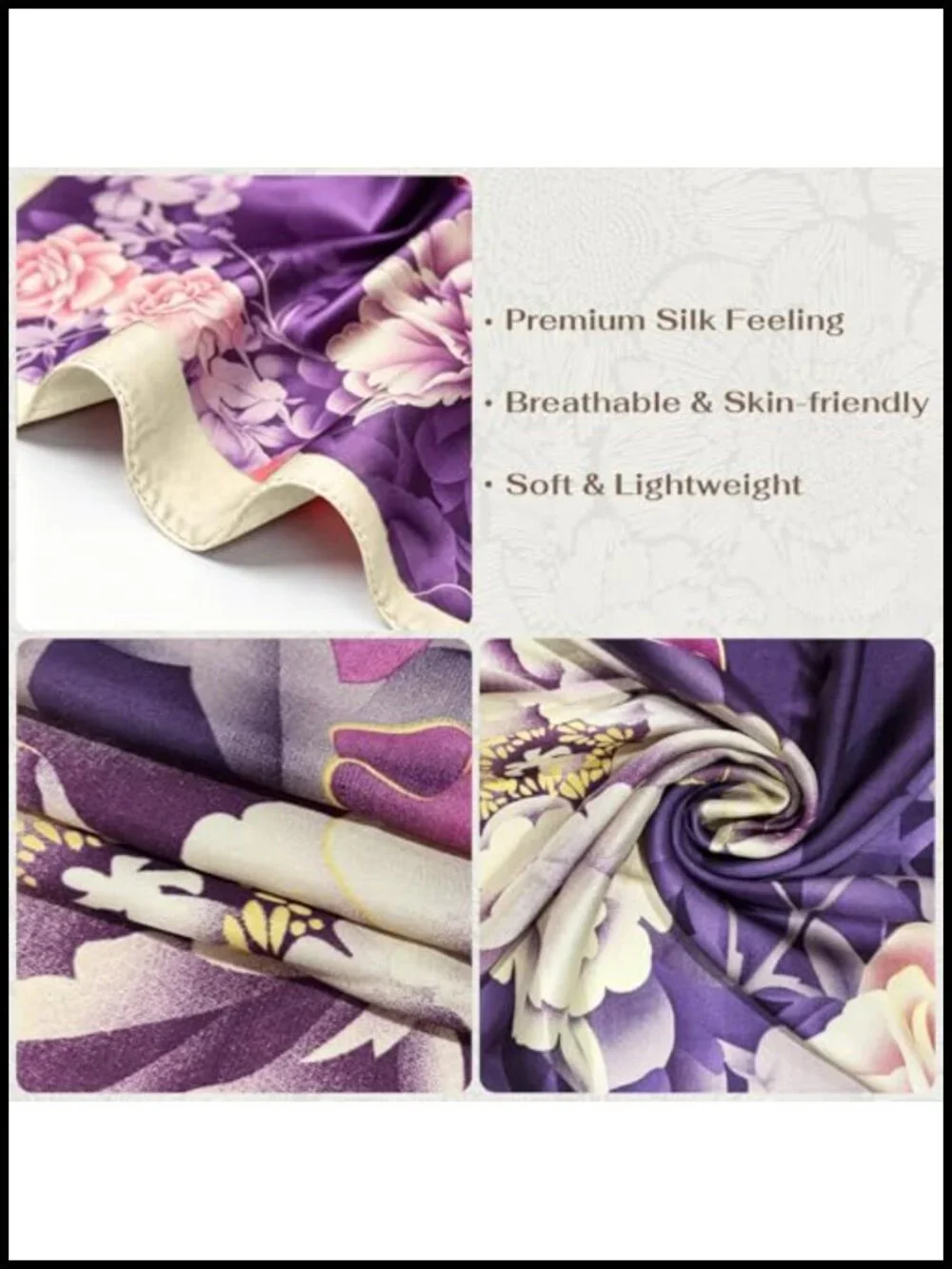 Large Satin Scarf for Women, 70x35 Inch Silk Like Shawl Wrap Lightweight Summer